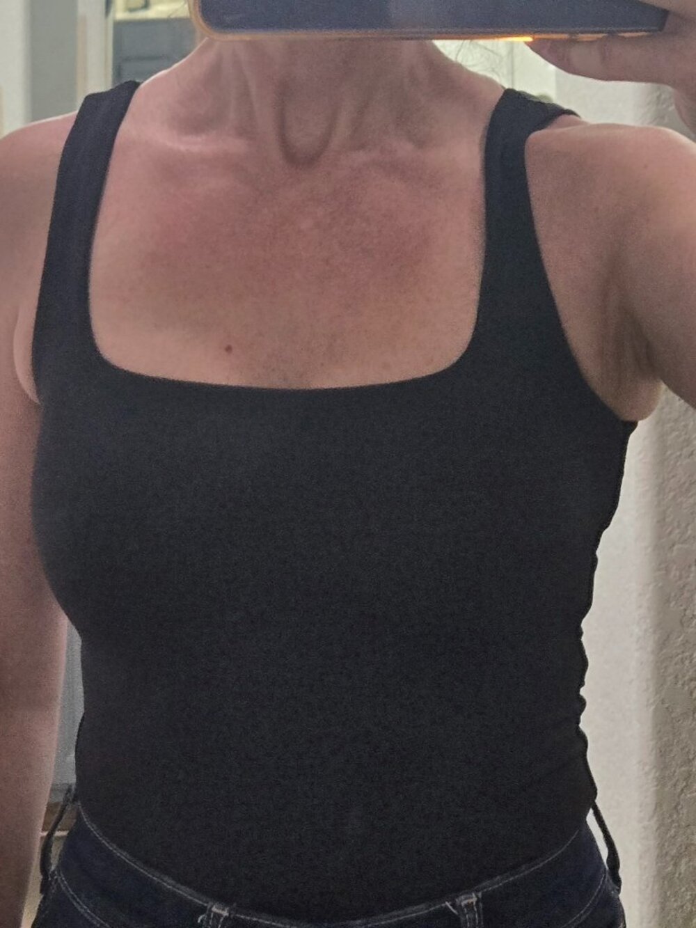 Black tank top snap-crotch bodysuite